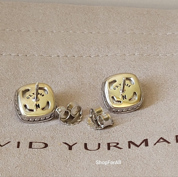 David Yurman Sterling Silver 7mm Albion Stud Earrings Garnet with Diamonds - Picture 4 of 7